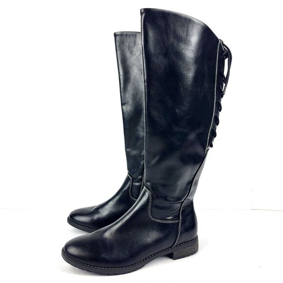 Sofft Eurosoft Selden Lace up Tall Knee high Boot Faux Leather Black 7M - Picture 1 of 13